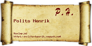 Polits Henrik névjegykártya